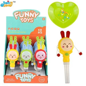High Quality Light Cartoon Rabbit Kids Plastic Rattle Drum Toy Candy