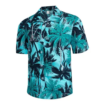 Oem Service Men Clothing Hawaiian Shirts Quick Drying Short Sleeve Single Button Floral Men Casual Shirts
