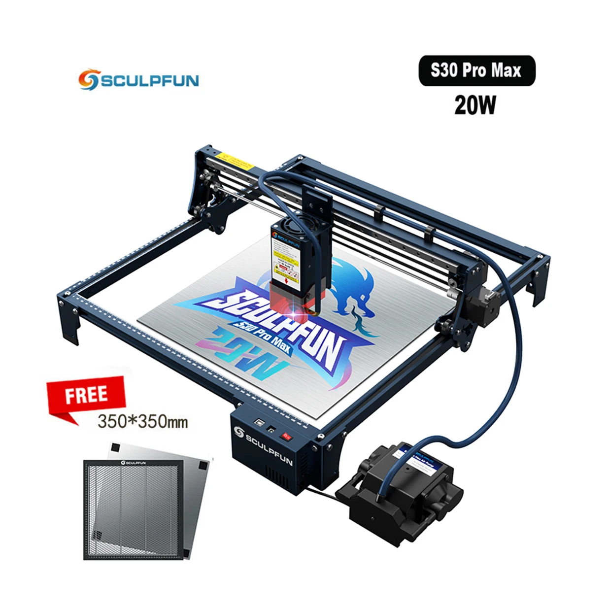 SCULPFUN S30 Pro Max 20W Máquina de Grabado Láser para Cortar y Grabar  Madera, Metal, Cuero, Madera Contrachapada, Placas de Identificación para 