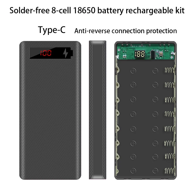 Power Bank Case Detachable 8*18650 Battery(without Battery) Charger Box DIY Shell Kit LED Display Power Bank Shell