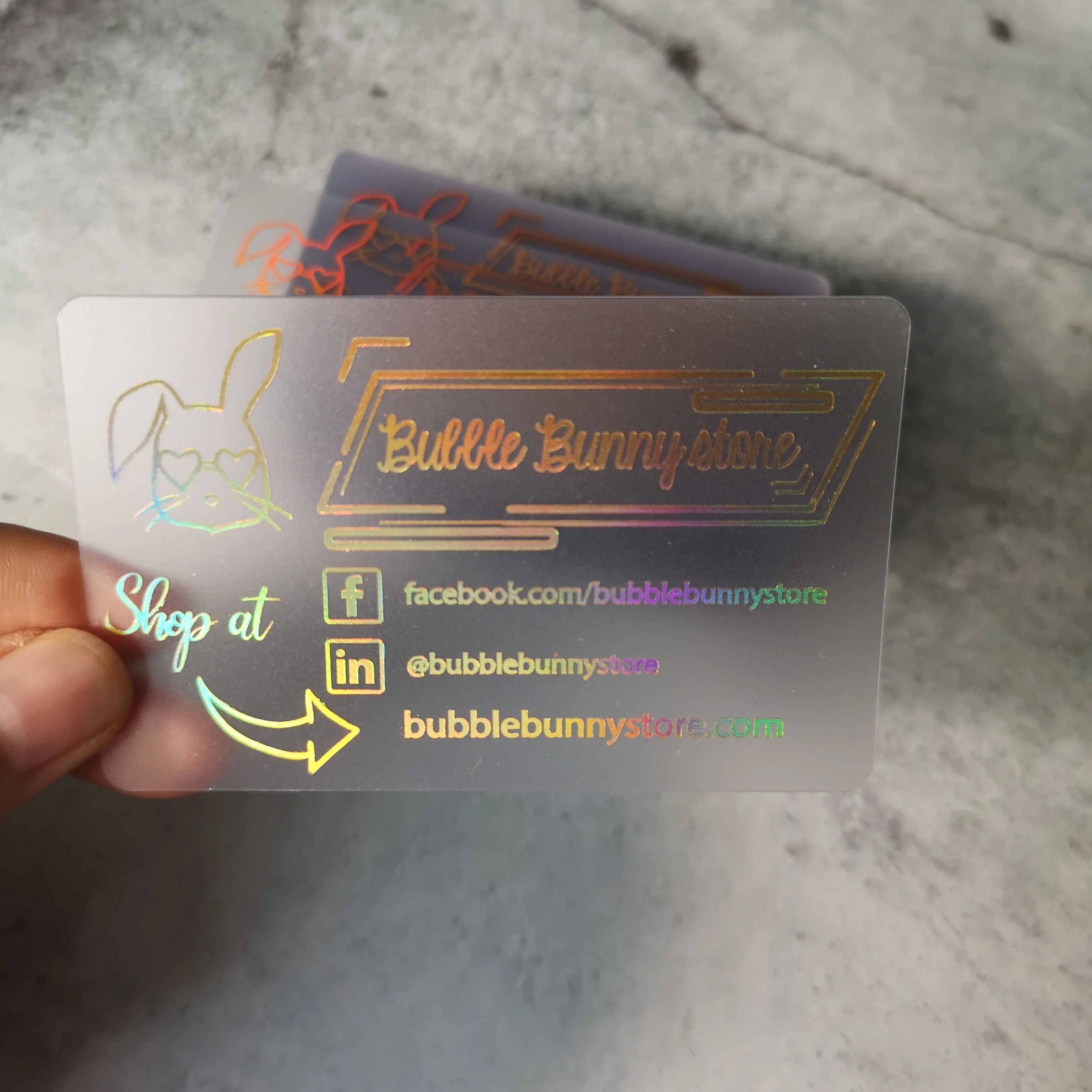 Holographic Neon Transparent Plastic Cards for Business - Custom Foil Print  PVC Cards