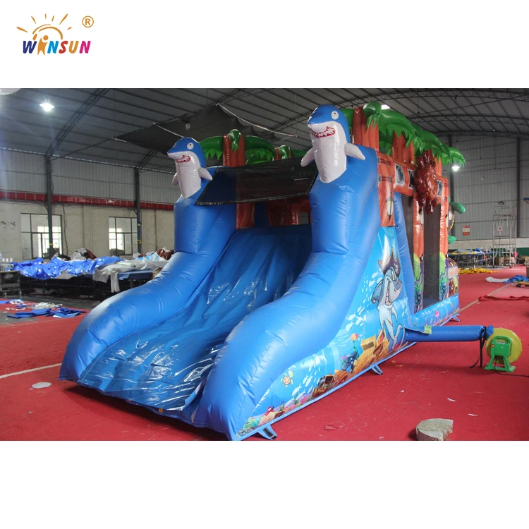 
 Надувной аквапарк с препятствиями на морском острове, надувной батут, батуты, Воздушные Замки с горкой  