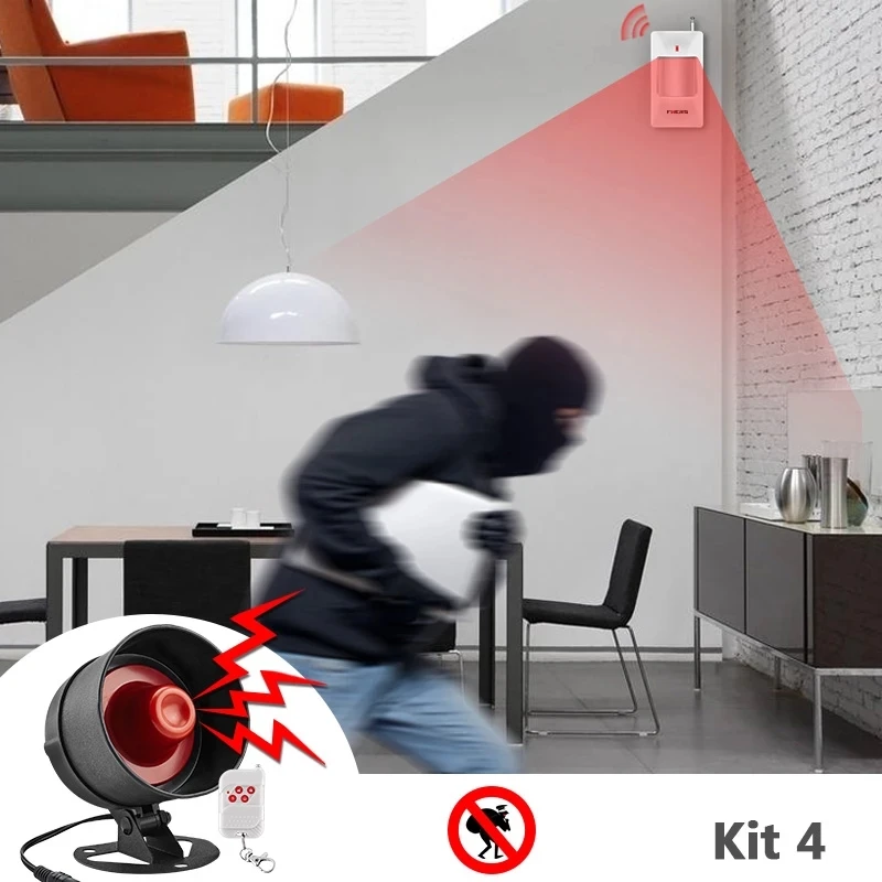 Fuers Home Alarm System, WiFi Alarm With App Notification, 120 DB Siren, Motion Sensor, Door/Window Sensor, Remote Control