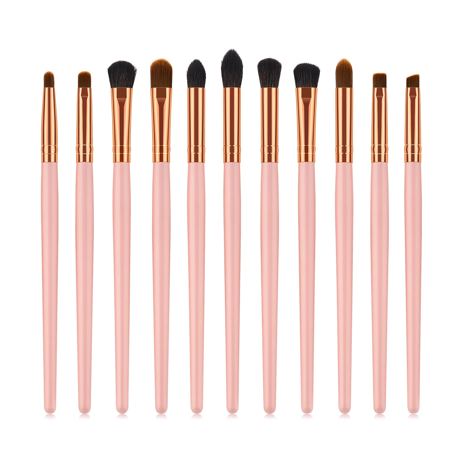 Buy Again pink series high quality private label pro 11 pcs wooden brush pink eye brushes