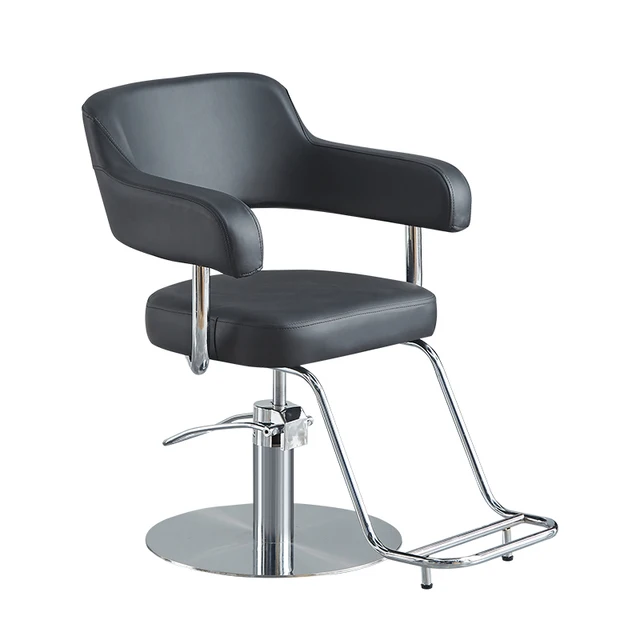 Heshi Reclining Hydraulic Pump Salon Equipment Beauty Black  Leather Salon Barber Chair Salon