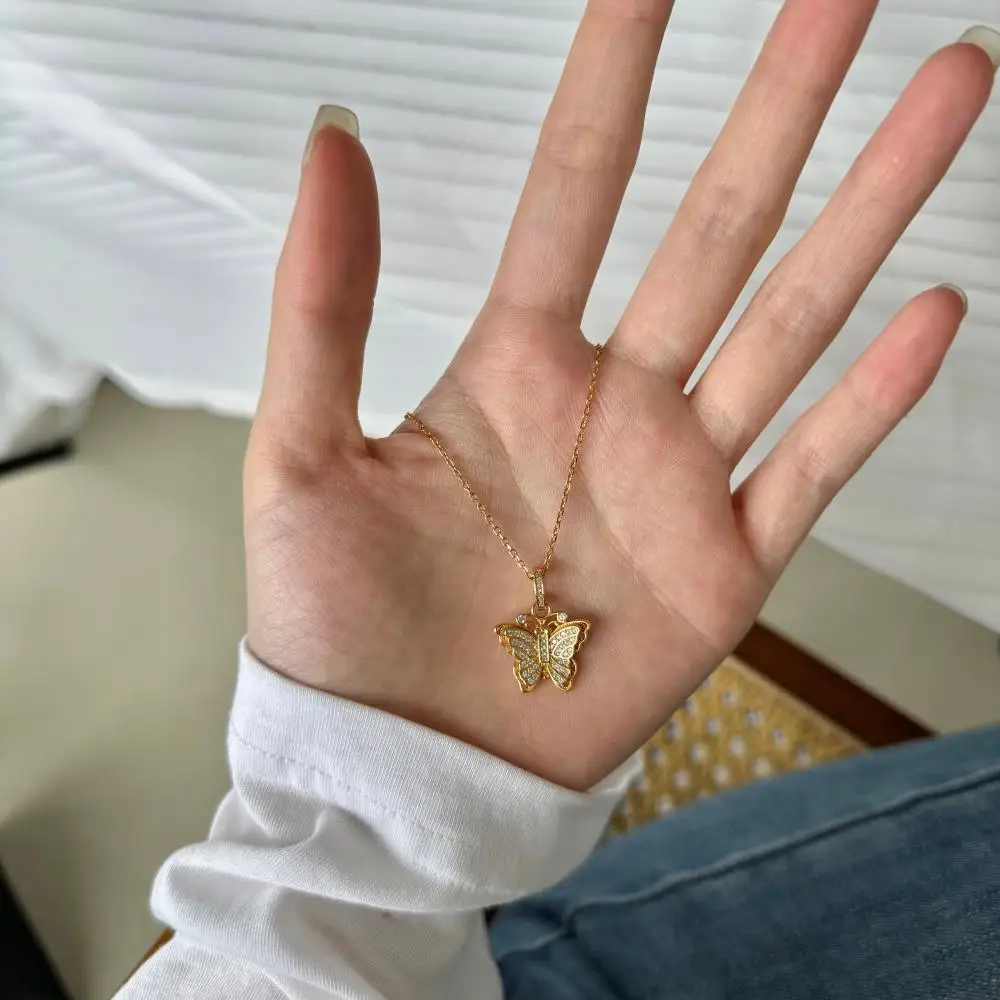 KAKODIY Women's Fashion Gold Plated Luxurious Elegant Fashion 925 Sterling Silver Pendant Butterfly Jewelry Necklace detail 2