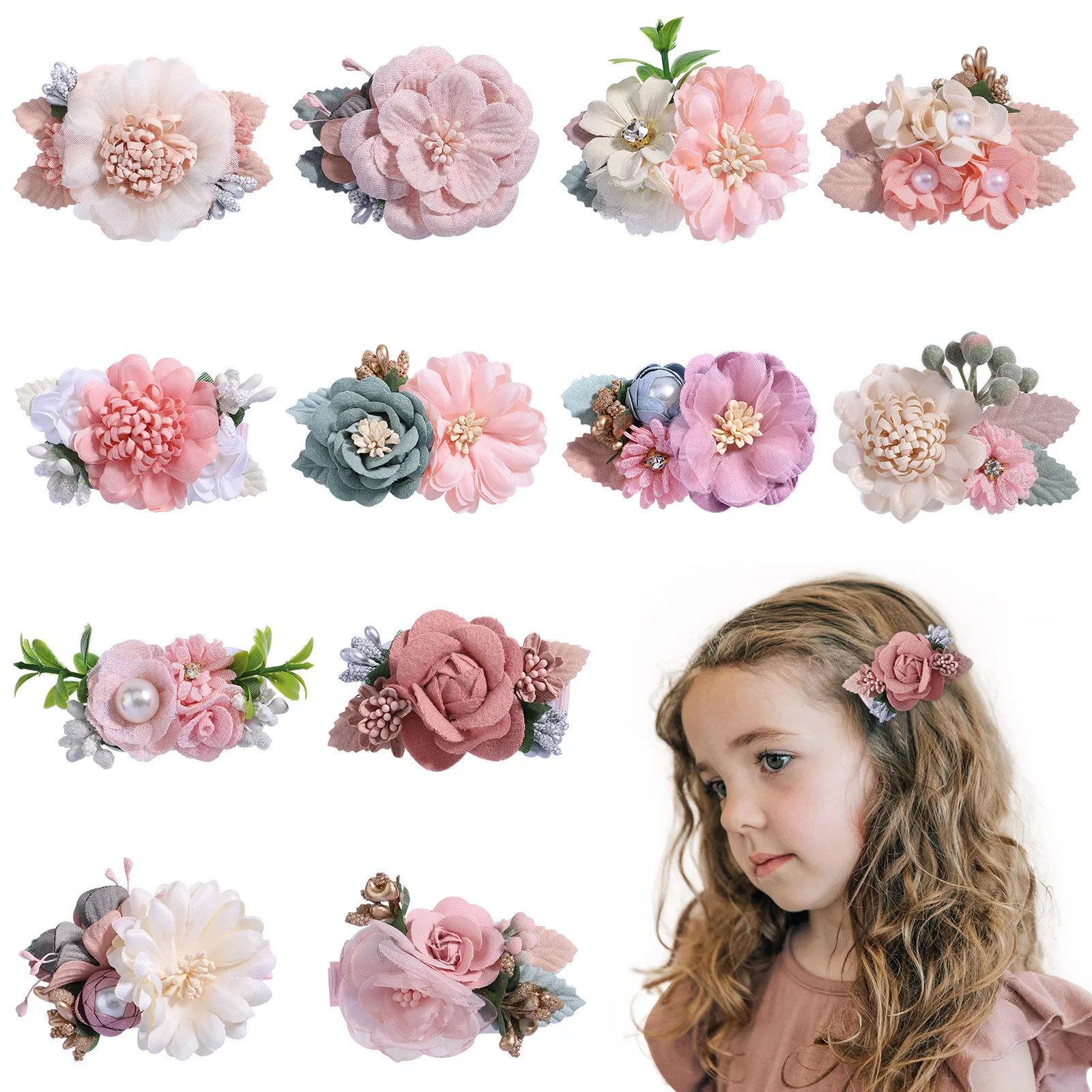 New Arrival Artificial Flower Baby Hair Pins Sweet Girl Flower Hair Claw  Clip Small Pearl Flower Headdress - Buy Flower Hair Clips,Kids Hairgrips, Hair Clips For Kids Accessories Product on 