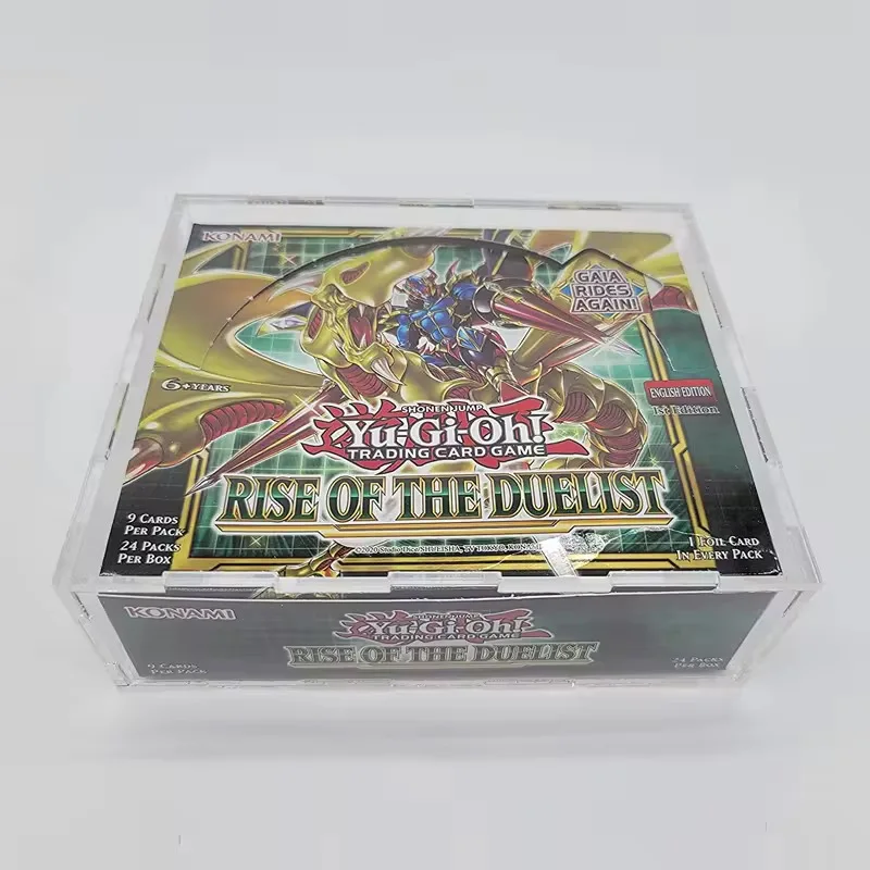 yugioh booster box protector TCGHalo Acrylic Case (3 Pack) Acrylic Display Case for Yu-Gi-Oh Booster Box - Sliding Magnetic Lid 5MM Thick 12 mil archival PET (Polyester) Highly Transparent Dustproof Magnetic Clear