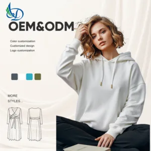 Women's 100% Pure Cotton Hooded Street Wear Breathable Casual Spring Hoodie, Customizable OEM