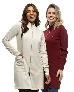 Comfortable Fancy Stretchable Slim Fit Pharmacy Operation Nurse Uniform Coat Women Black Chemical Lab Coat