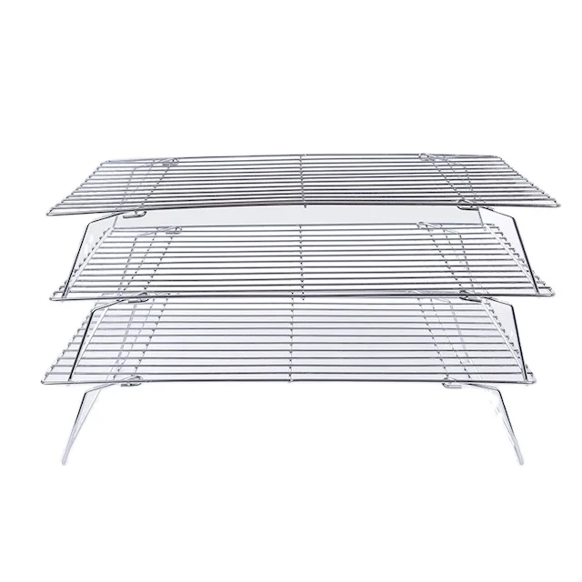 3-Tier Stackable Stainless Steel Cooling Rack 34x24x19cm Kitchen Utensil for Baking Roasting Cooling Cookies and Cakes