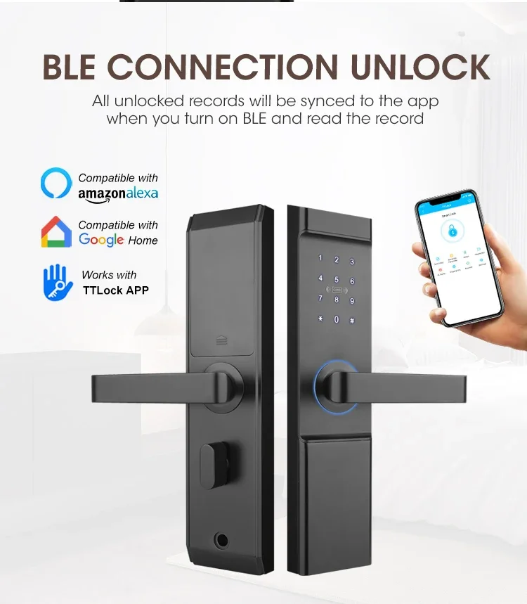 Number Main Aluminum Wifi Security Password Fechadura Serrure Intelligent Electric Handle Digital Door Smart Hotel Locks