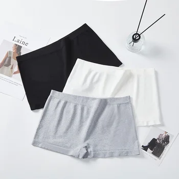 Skin Friendly Solid Color Underpants Plain Dyed Boxers Women Shorts Seamless Lingerie for Women Breathable Panties for Women
