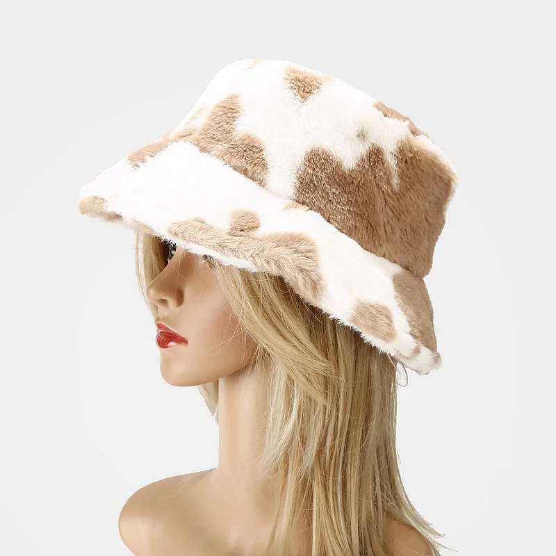 Cappello A Secchiello In Finta Pelliccia Leopardata – Morbido E Caldo Per L'Inverno, Taglia Unica 56-58cm