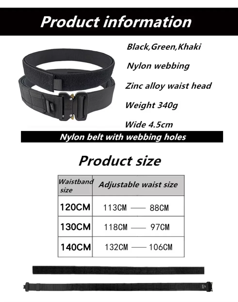 ZGJINLONG Tactical Belt - Durable, Adjustable & Customizable