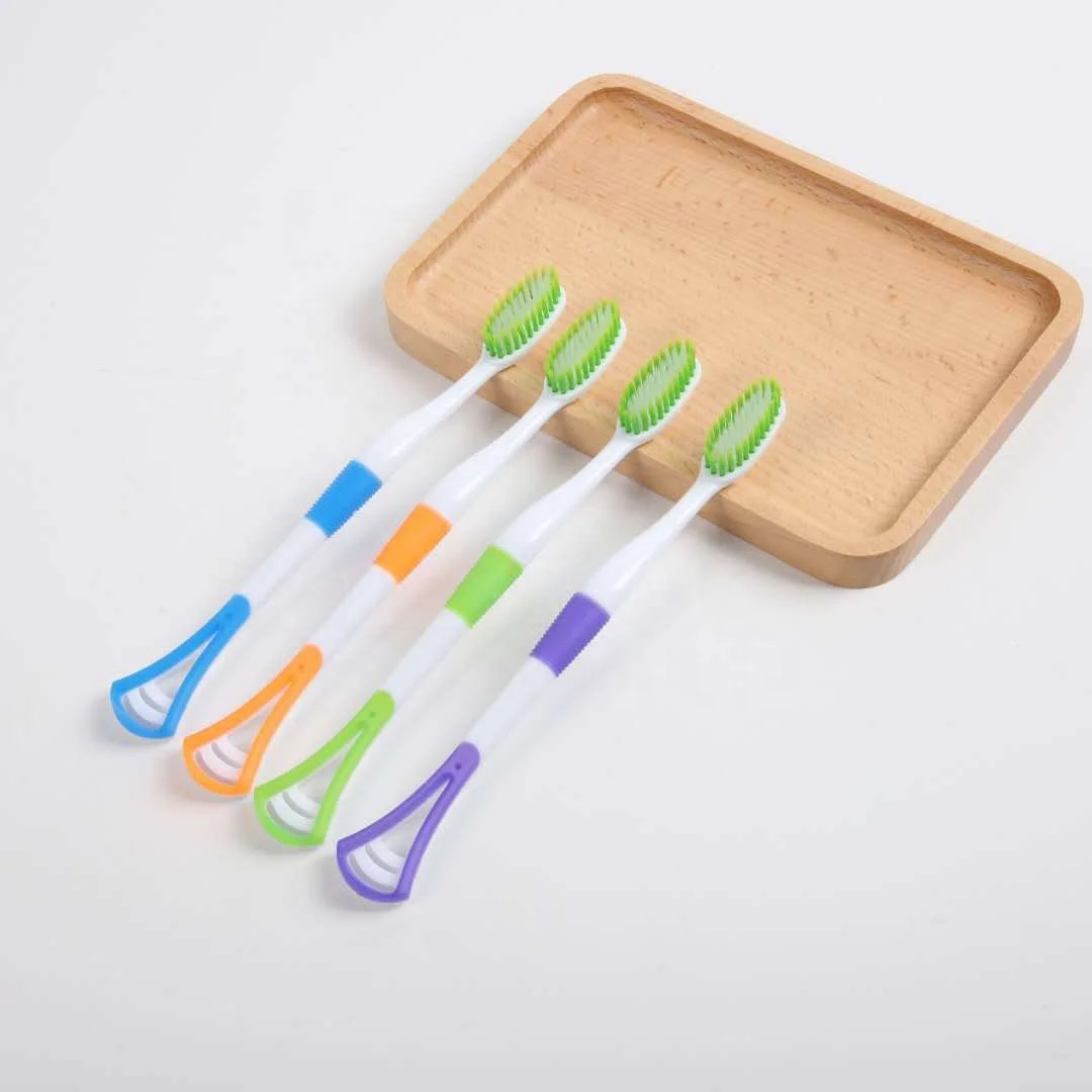 Низкий минимальный объем заказа индивидуальный пакет для чистки языка набор зубная щетка с скребок 2 в 1