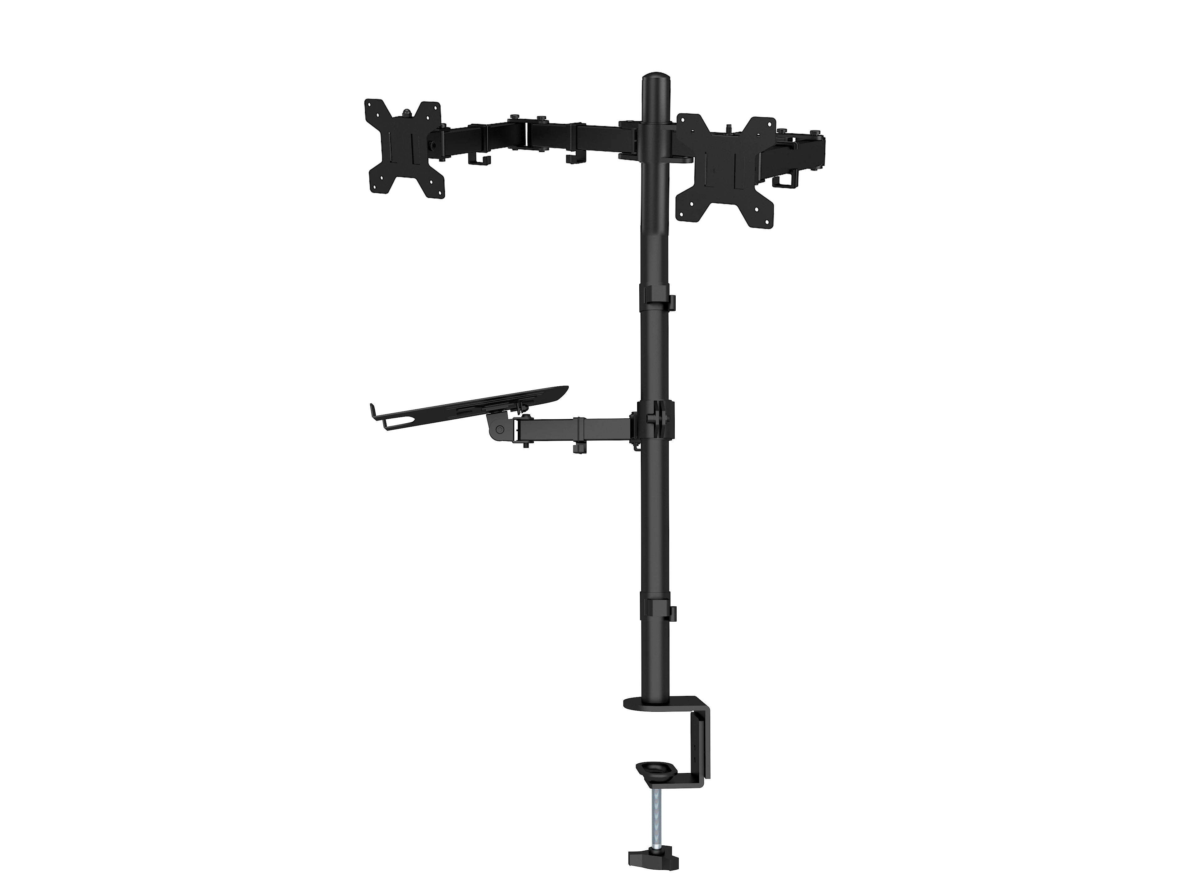 Dual Arm Monitor Mount Bracket Desktop Monitor Arm With Laptop Stand Height Swivel Tilt Angle Adjustable Cable Management
