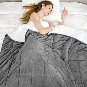 Flannel and Teddy Fleece Fabric Weighted Blanket Simplicity and Warm in Winter