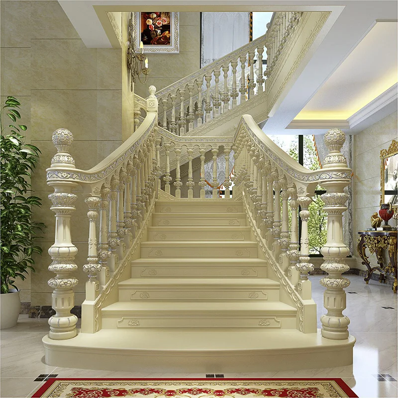 Factory Custom Unique Modern Design Wooden Staircase Column Railing Handrail for Villas Hotels with 1 Year Warranty Easy Install