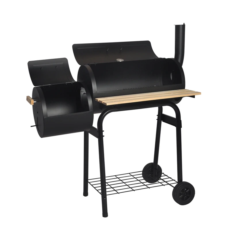 Black Charcoal Grill Barbecue Bbq Grill Offset Smoker With Side Table ...