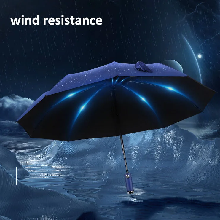 Регулируемые 10K 3 Складные светодиодные зонтики с поворотным фонариком рекламные автоматические деловые для