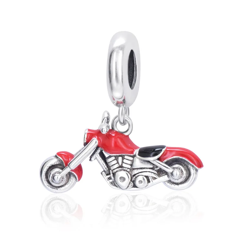 Wholesale 925 Sterling Silver Motorcycle Enamel Pendant Charms Beads For Snake Bracelets Fashion DIY Jewelry Silver Charms