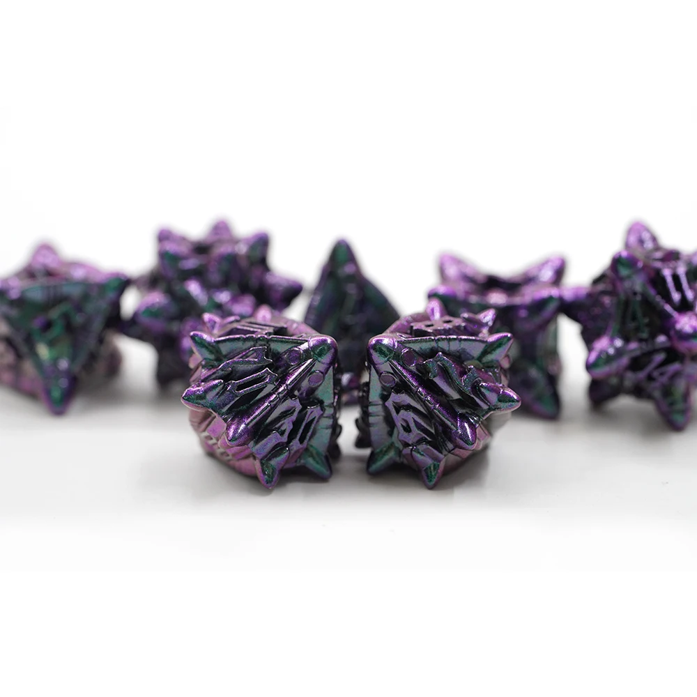 Purple Metal Dice Zinc Alloy Dnd Rpg Custom Digital Metal Polyhedral Standard Size Rocket Dice