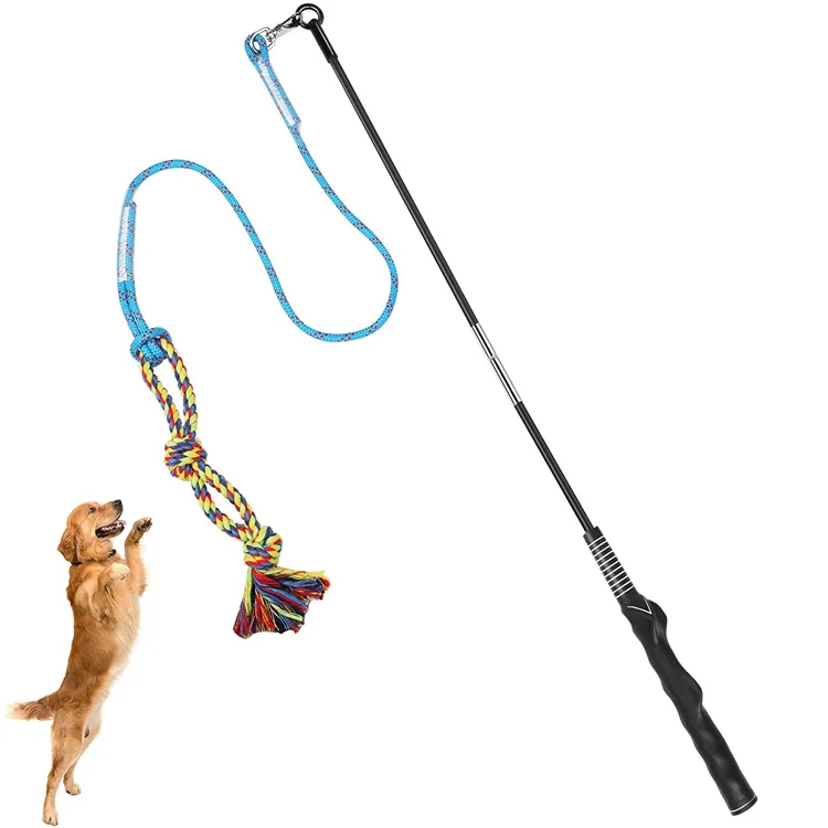 Interactive Dog Toys - Extendable Flirt Pole with 2pcs Braided