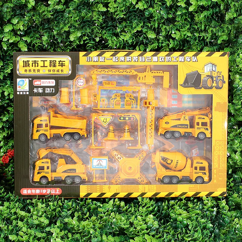 Wholesale DIY Multiple Vehicle Models Vehicles Model Cars Toys Diecast Engineering Car Construction Interesting Toys for Kids