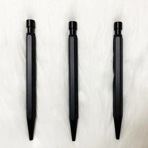 Wholesale Luxury Business Promotion Black Metal Ball Pen With Custom logo Heavy Click Metal Ballpoint Pen Set With PU case