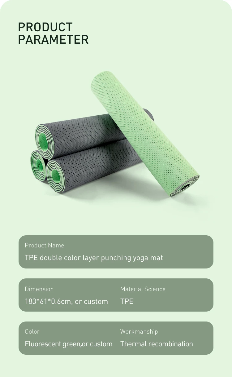 Custom Logo Recycle Anti Slip Wholesale  New Arrival Green Punching Pinhole TEP Yoga Mat