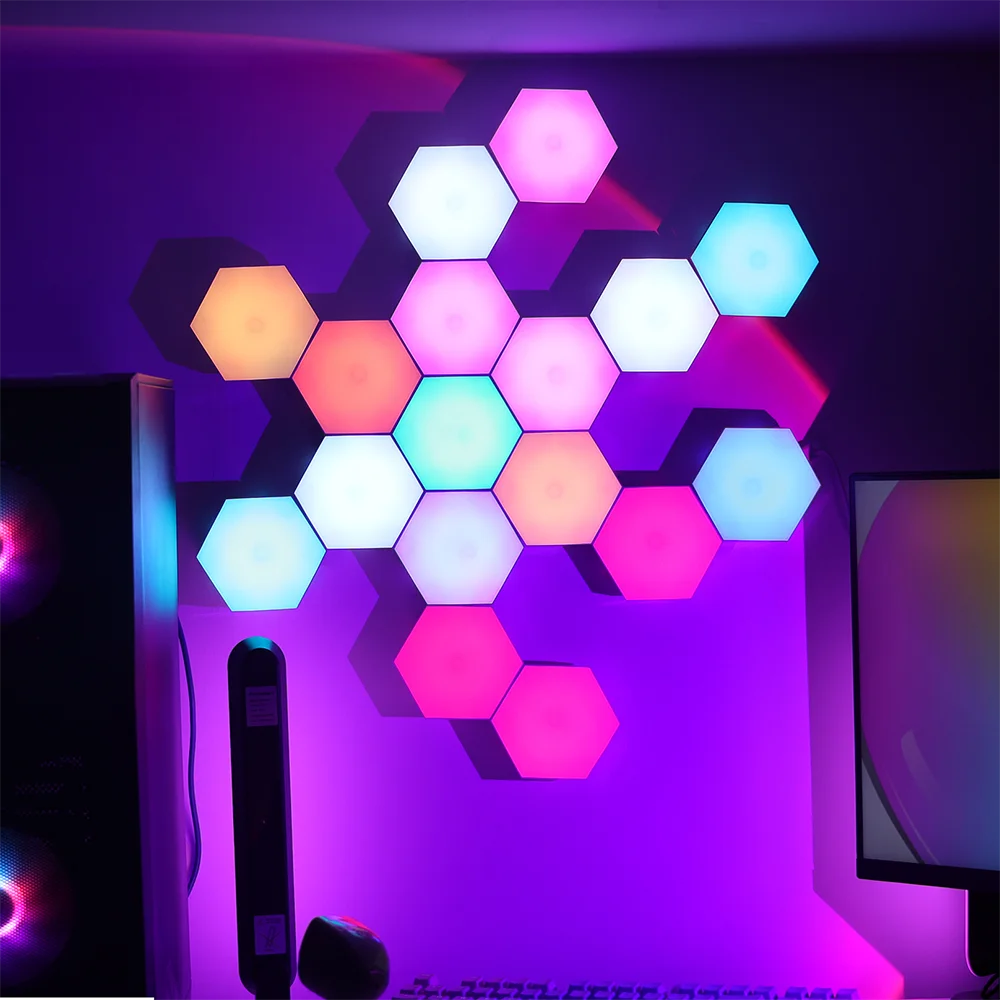 RGB Light Led Hexagonal Lamps Modular Sensitive Lighting DIY Creative Decoration Wall Lamp Led Night Light