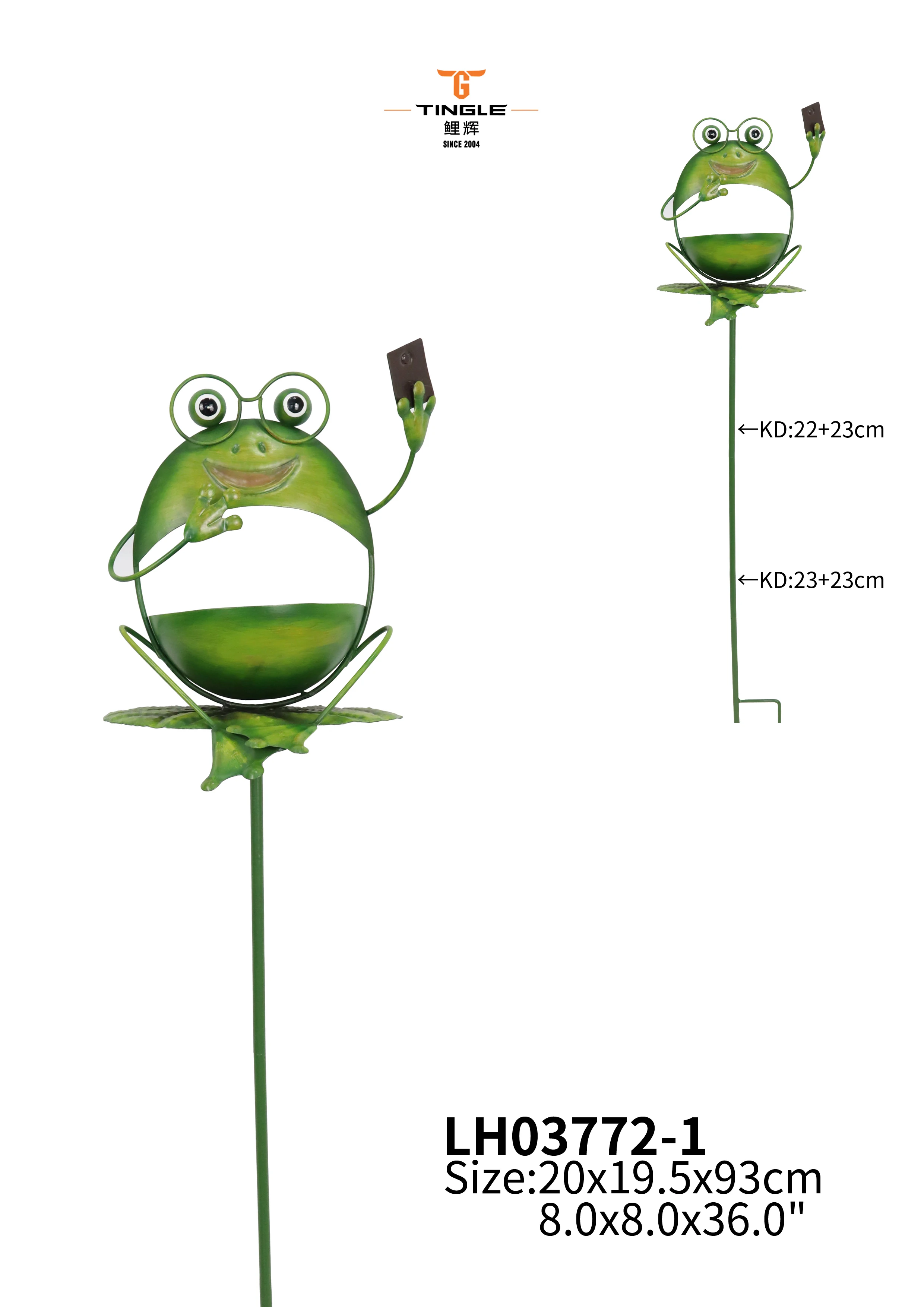 Liffy Top Quality  Small Capacity Bird Feeder Bird Food Storage Frog  Stake Bird Feeder Bath