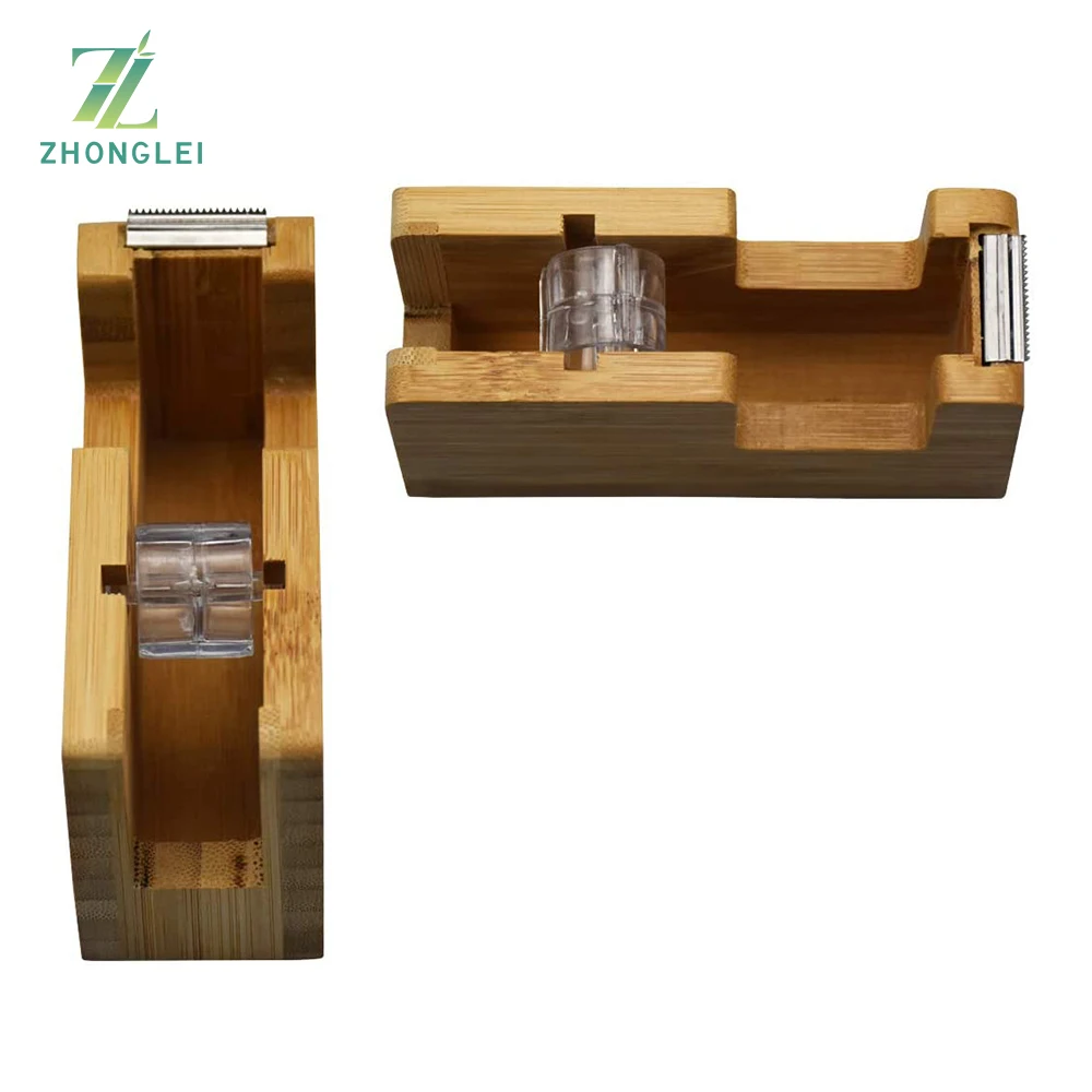 Бамбуковый Настольный диспенсер для лент сверхмощный с утяжеленной основой из 100%