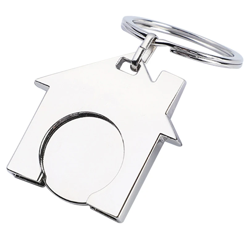 Wholesale Engraved Zinc Alloy Personalized Keyring Sublimation Key Holder House Shaped Blank Custom Metal Keychain_voghion.com