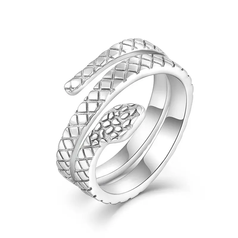 Anello Serpente Pitone In Argento 925 Sterling Solido – Regolabile – Taglia 7