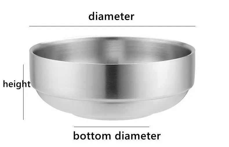 Korean 304 Stainless Steel Rice Soup Bowl Gold Sliver 304 Stainless