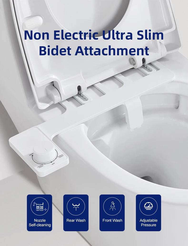 Hot Selling Mechanical Non-electric Black Bidet Toilet Seat Custom Retractable Dual Nozzle Bidet Attachment for Bathroom details