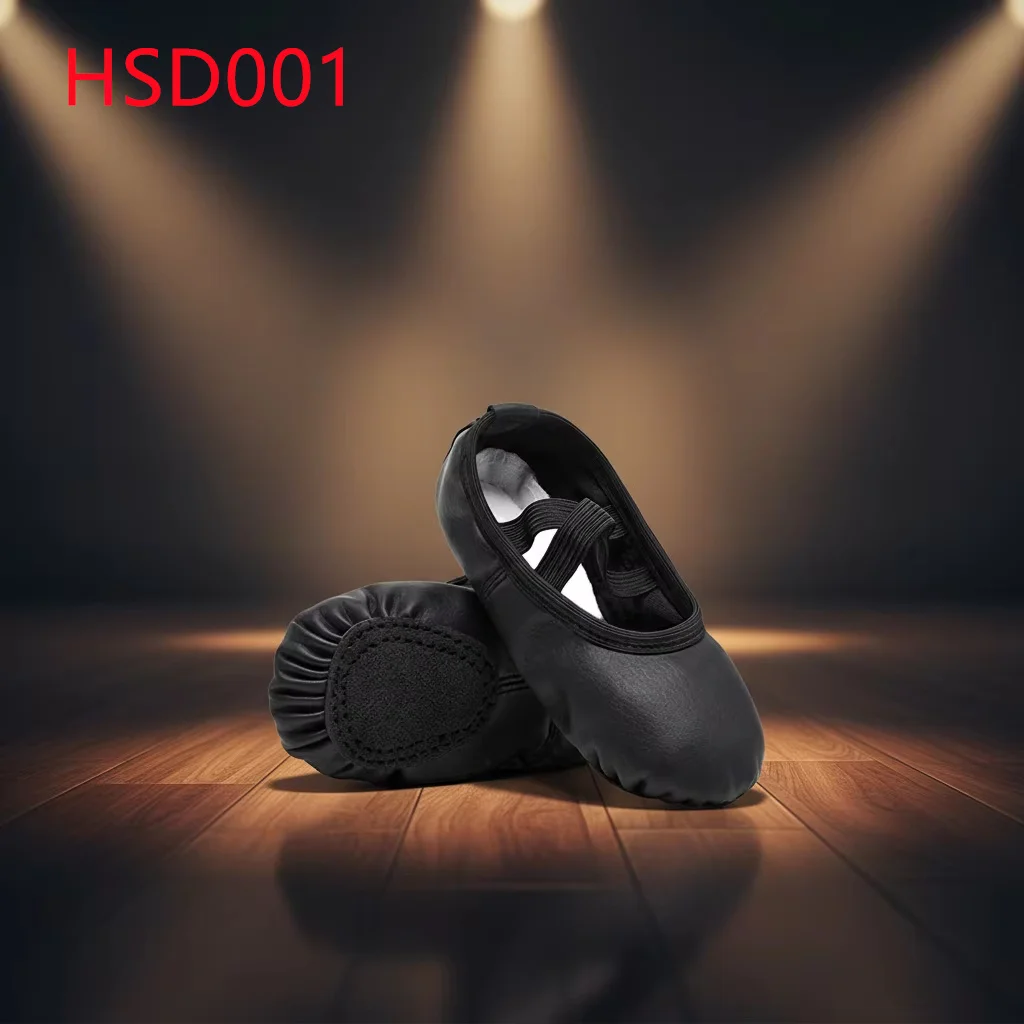 ZYF,Ballet Performance Black/pink/skin Color Yoga Shoes for Toddler Elastic Belt Soft Full Grain Leather Kids Dance Shoes HSD001