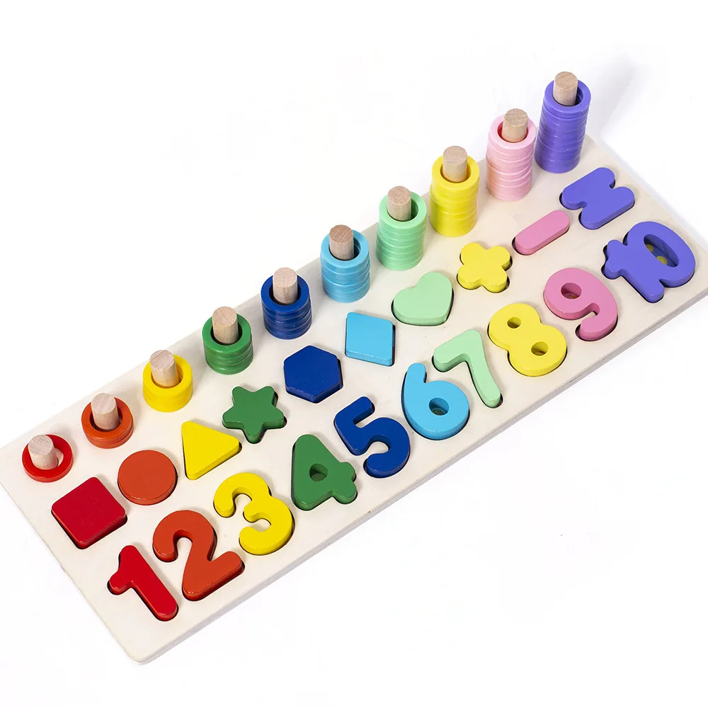 Wooden Geometric Match Count Alphabet Toys Puzzle Boards Game - Buy ...