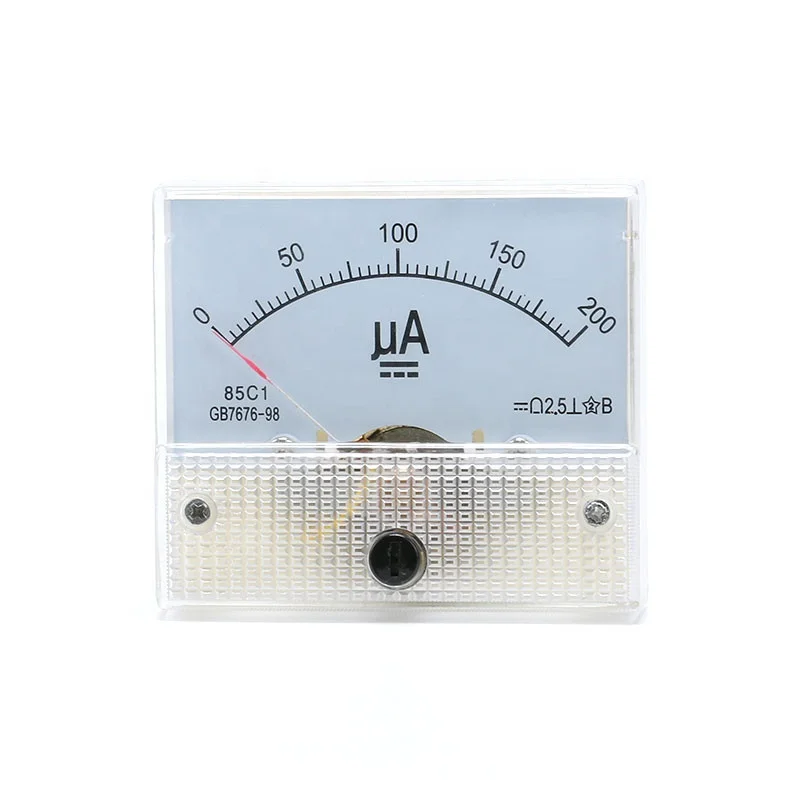 DC Analog Pointer Current Meter Panel 50uA 100uA 200uA 300uA 500uA AMP Gauge Current Mechanical Ammeters 85C1