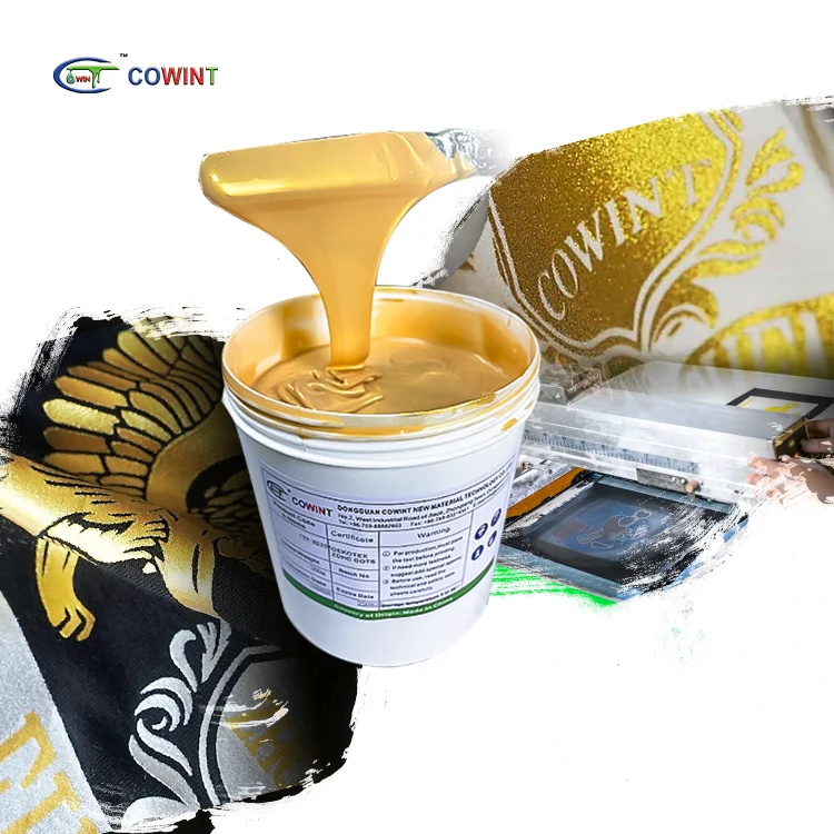 Cowint Silk Screen Printing Ink Oval Shiny Gold Foil Rubber Golden Paste Ink Screen Printing