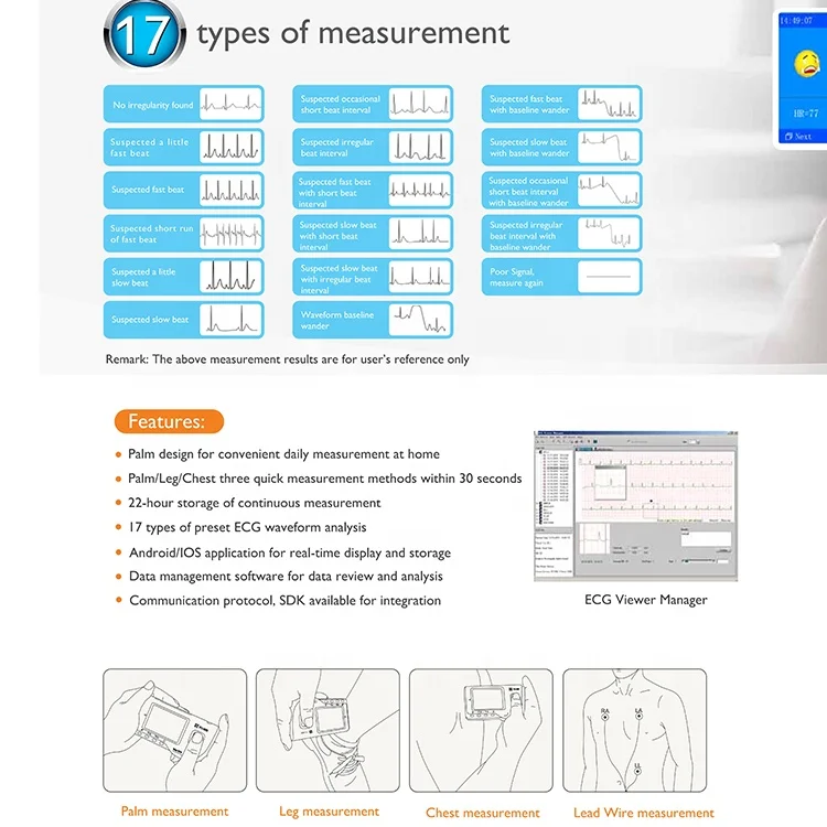 PC-80B Creative Bluetooth Heart Monitoring Electrocardiogram Portable Electrocardiograph Ecg Monitor Ekg Machine at Home