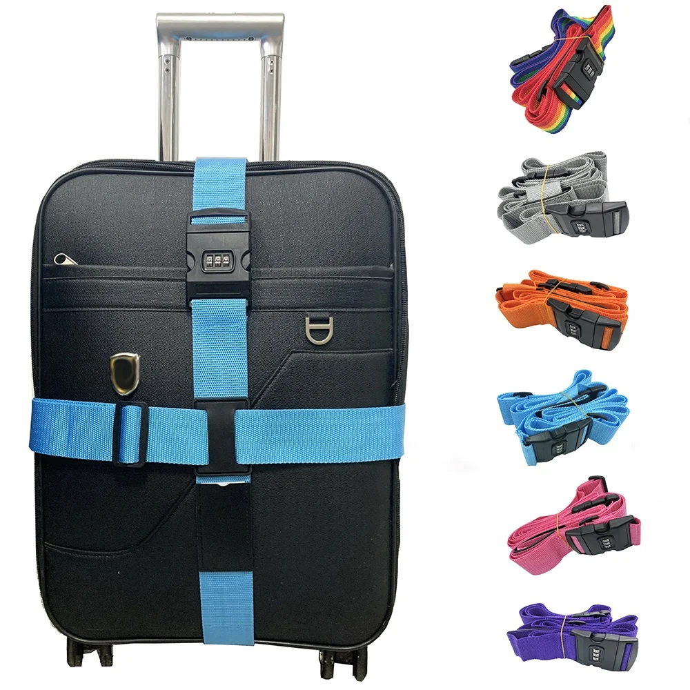 LERTREE 2PCS Adjustable Cross Luggage Strap Travel Suitcase Nylon Packing Belt Baggage Strap Black 