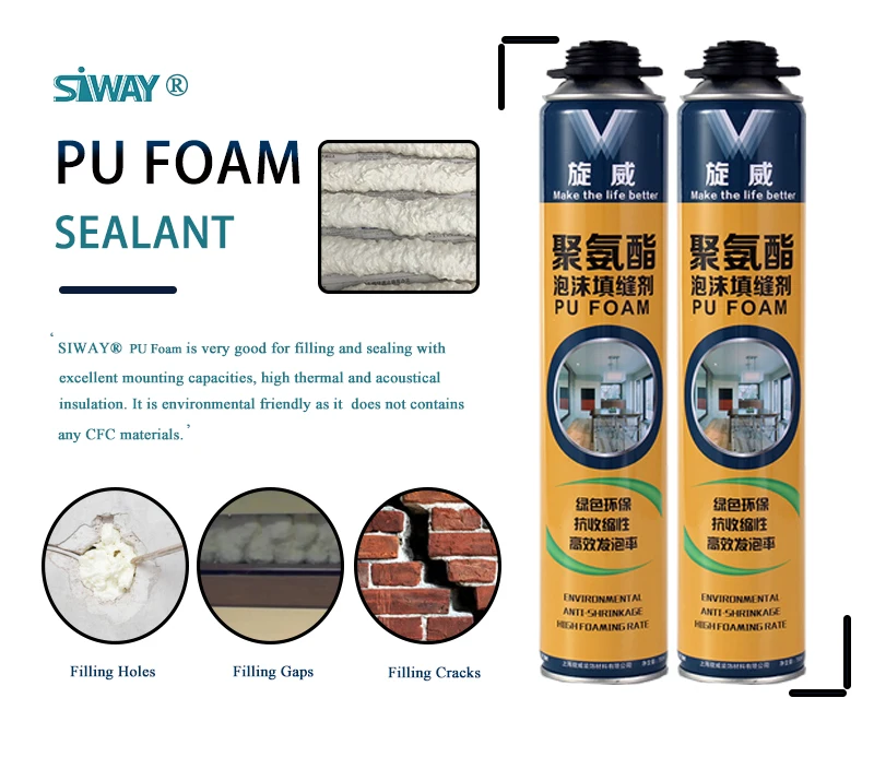 High Density Low Expanding Soundproof Waterproof Polyurethane Pu Foam For Windows & Door Frames