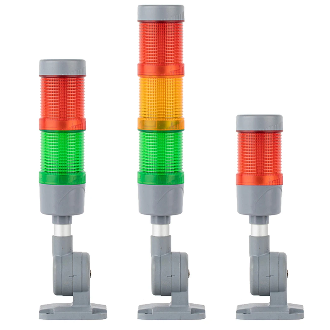 Tour De Signalisation LED 3 Niveaux + Alarme Sonore 24V DC IP54 - Rouge/Jaune/Vert Clignotant/Continu, Idéal Usine & Machine