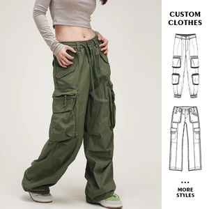 Custom Wide Leg Pants Fashion Ladies Elegant Trousers for Women Clothing Camo Casual Women Wide Leg Baggy Cargo Pants & Trousers