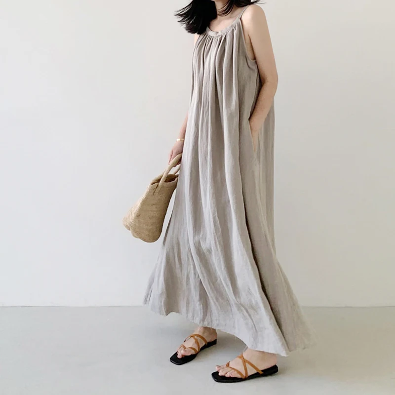 Wholesale Summer Retro Cotton and Linen New 2026 Dress Female Korean Style Fashion Sleeveless Casual A-line Women's Dress Wholesale Summer Retro Cotton and Linen New 2026 Dress Female Korean Style Fashion Sleeveless Casual A-line Women's Dress