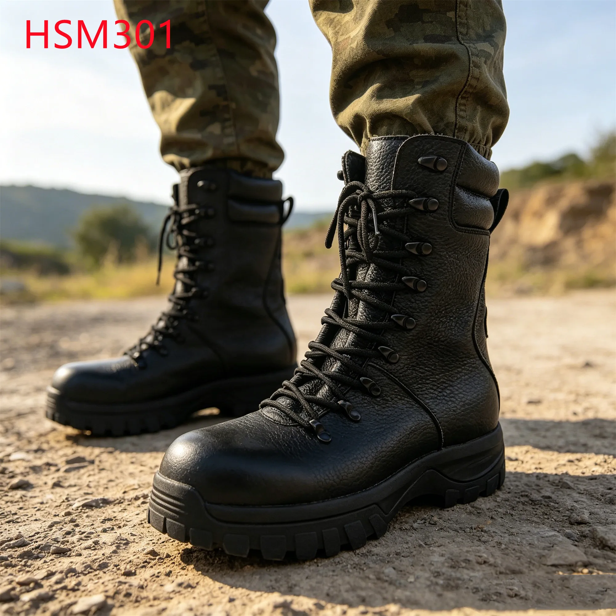 LXG,Forestry Logging Top Level Embossed Leather Combat Boots Cross-country Trek Absorb Impact Outsole Patrol Boots HSM301