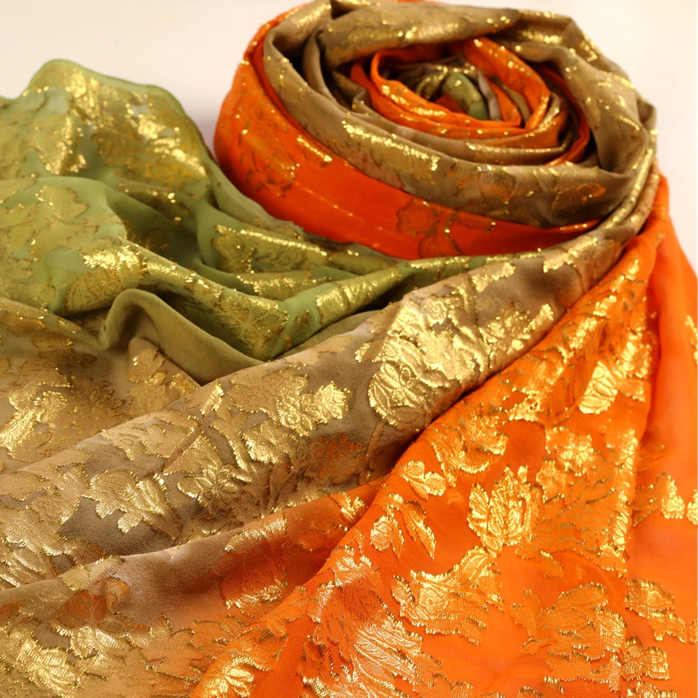 
Fareastex chiffon silk printed clipped fabric custom print 100% pure mulberry luxury somali women dress ombre silk fabric 